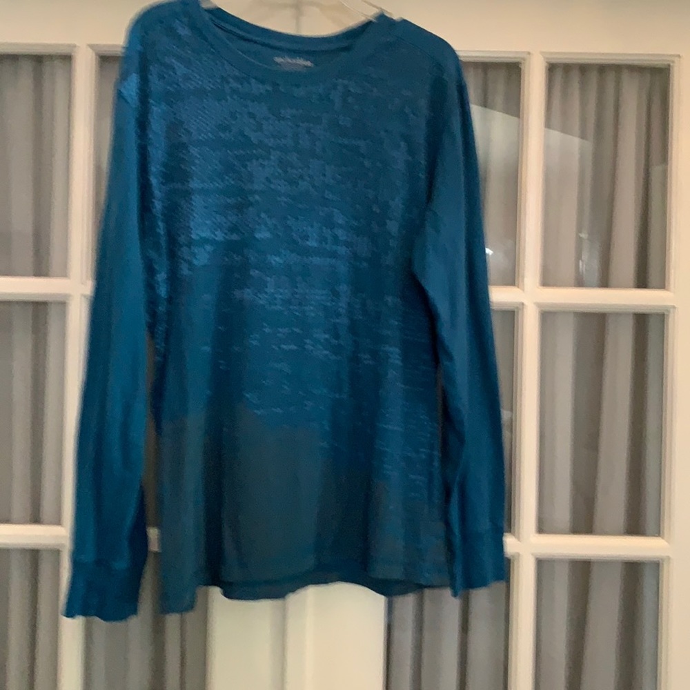 Anchor blue turquoise print long sleeve T-shirt Size L